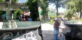 Vandalizan fuente del siglo XVIII en el Parque de la Rotonda de Atlixco