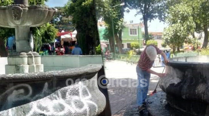 Vandalizan fuente del siglo XVIII en el Parque de la Rotonda de Atlixco
