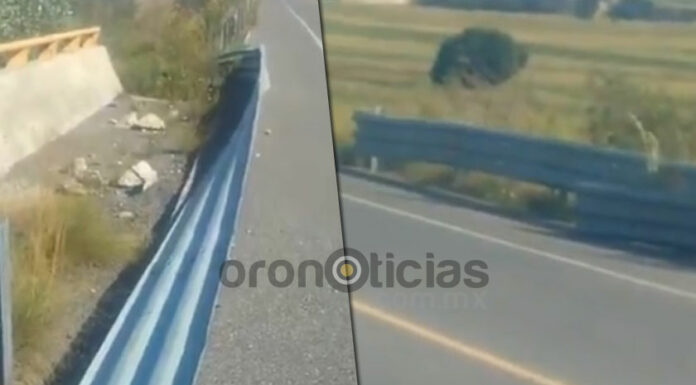Roban láminas de contención en carretera Cuapiaxtla, reporte Oro Noticias