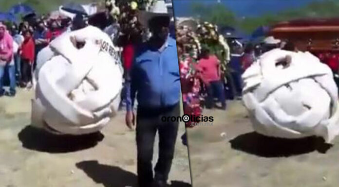 Hombre se disfraza de queso Oaxaca en un funeral