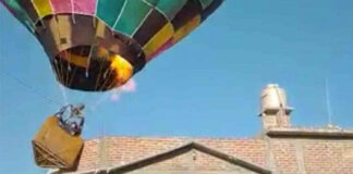 VIDEO: Globo aerostático choca contra casa en León, Guanajuato globo