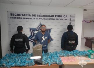 Con siete kilos de aparente marihuana, Policía Estatal detiene a un hombre