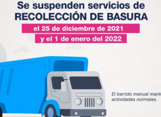 Suspenderán recolección de basura por Navidad y Fin de año No se brindará el servicio en aquellas colonias en las que los camiones para recolectar basura pasan martes, jueves y sábado.