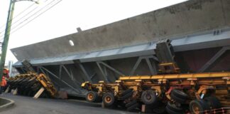 Cae trabe de 300 toneladas sobre Calzada Ermita