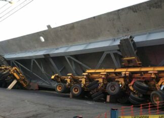 Cae trabe de 300 toneladas sobre Calzada Ermita