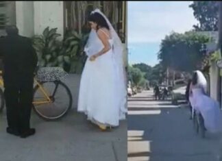 Papá lleva a novia a su boda en bici (Video) Novia
