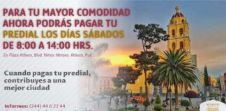 Atlixquenses podrán pagar su predial en sábados predial
