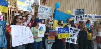 Protestan ucranianos frente a embajada rusa en CDMX Protestan ucranianos frente a embajada rusa en CDMX