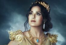 ¡Salma Hayek llega al Super Bowl como una diosa!