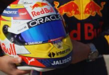 Checo Pérez presenta su nuevo casco para la temporada 2022