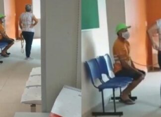 Mujer amarra a su marido para llevarlo a la vacuna anti covid