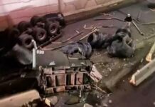Tráiler vuelca y queda destrozado en carretera Apizaco-Chiautempan El conductor del tráiler resultó lesionado tras el accidente y fue atendido por paramédicos de la Cruz Roja Mexicana. Foto: Especial