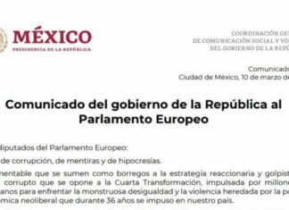 Barbosa cierra filas con AMLO ante Parlamento Europeo