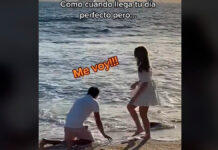 Novio pide matrimonio en la playa y ¡olas se llevan su anillo! novio