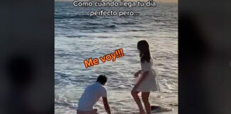 Novio pide matrimonio en la playa y ¡olas se llevan su anillo! novio