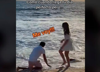 Novio pide matrimonio en la playa y ¡olas se llevan su anillo! novio