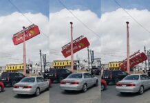 Vientos provocan caída de un espectacular en Tamaulipas