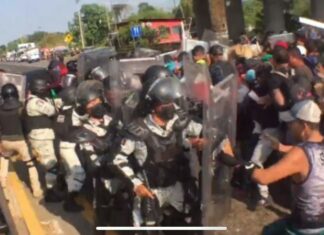 Enfrentamiento entre migrantes y Guardia Nacional deja 92 detenidos