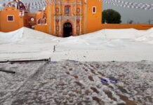 Colapsa domo en Los Reyes de Juárez tras tromba