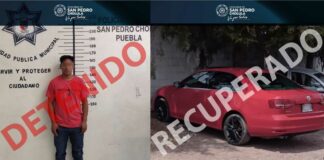 Recuperan auto robado y detienen a hombre en Cholula Cholula