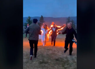 Pareja se prende fuego mientras se casan y se viralizan novios fuego