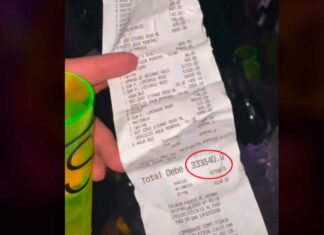 Salió a cenar y terminó por pagar 333 mil pesos cuenta cena pesos
