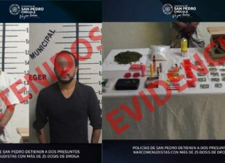Los aseguran por portar dosis de marihuana en San Pedro Marihuana
