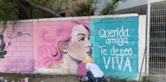 Pintan mural en homenaje a las mujeres desaparecidas en NL mural
