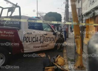 Patrulla Estatal se pasa el alto y choca contra camioneta Patrulla