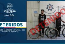 Detienen a 2 ladrones de bicicletas en San Pedro Cholula