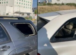 Dan cristalazos a autos a un lado del Hospital Puebla