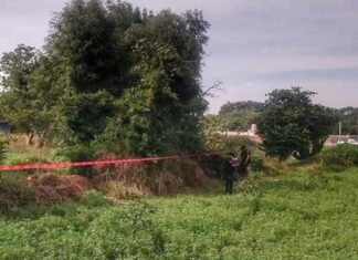 Dejan cabeza cerca de canal de agua en Huaquechula Cabeza