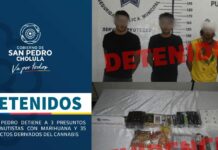 Detienen a tres narcomenudistas con 35 sobres de droga en Cholula