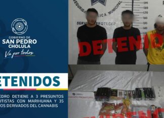 Detienen a tres narcomenudistas con 35 sobres de droga en Cholula