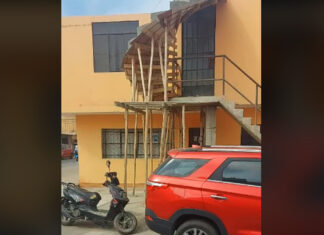 ¡Unos genios! Albañiles construyen escalera sin salida y se viralizan albañiles