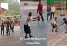 ¿Jordan? Abuelita sorprende jugando basquet y dribla a todos