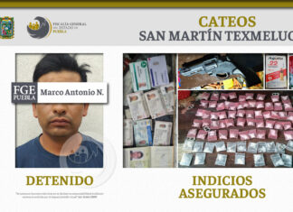 FGE asegura más de 140 dosis de droga y 7 vehículos en Texmelucan fge