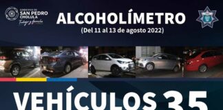 Alcoholímetro remite a 28 personas en San Pedro Cholula Alcoholímetro