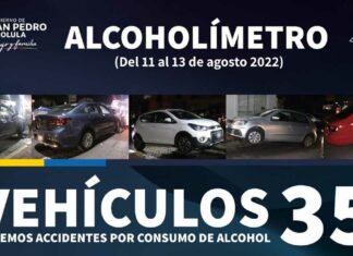 Alcoholímetro remite a 28 personas en San Pedro Cholula Alcoholímetro