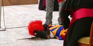Guardia suizo se desmaya en audiencia general del Papa Guardia