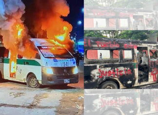 Queman combi tras accidente en Tuxtla; hay 2 muertos combi