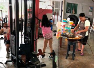 Mujer prepara garnachas dentro de un gym y se vuelve viral