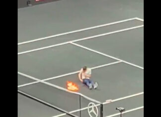 Hombre se incendia brazo durante juego de Roger Federer hombre