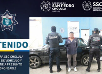 Salvador “N” es capturado por robo de auto en Cholula salvador