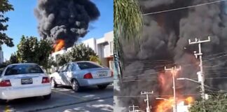 Fuerte incendio consume fábrica de químicos en Tlaquepaque