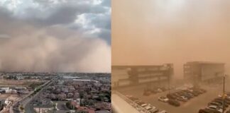 ¡Apocalíptico! Tormenta de arena derriba estructura en Mexicali tormenta
