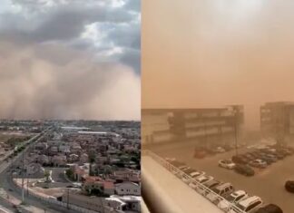 ¡Apocalíptico! Tormenta de arena derriba estructura en Mexicali tormenta