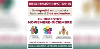 Bienestar inicia pago de pensiones noviembre-diciembre Bienestar