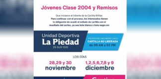 Jóvenes Clase 2004 y remisos deben acudir a sellar Cartilla Militar Jóvenes