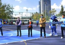 Lilia Cedillo inaugura cancha de handball en Ciudad Universitaria Lilia